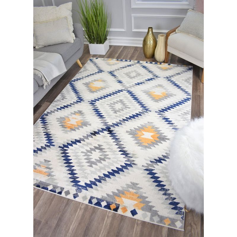 Geometric Kilim Gold Round Synthetic 48" Area Rug