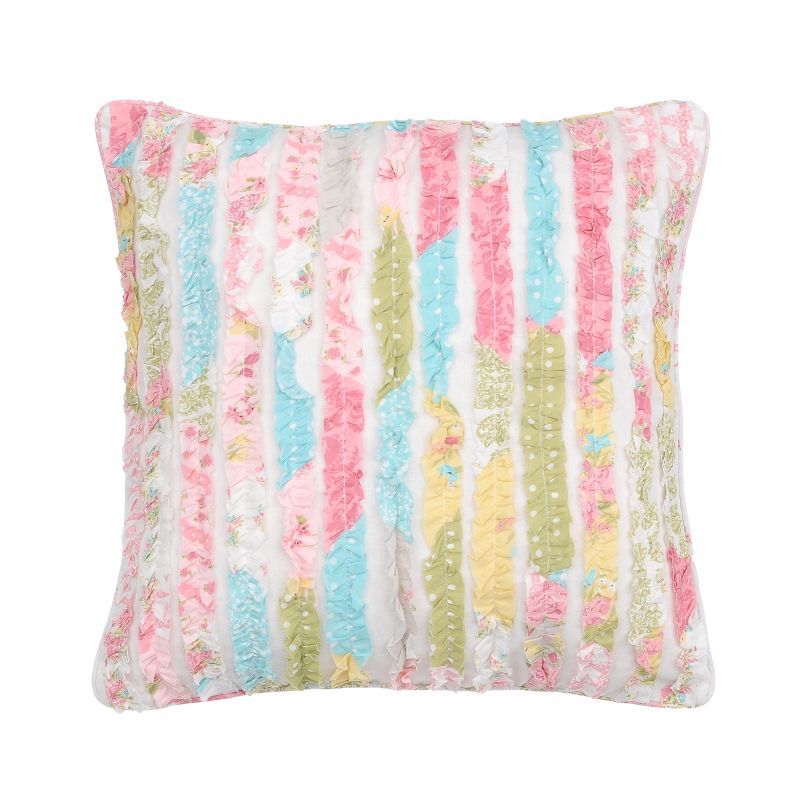 Pastel Ruffled Cotton Kids Decorative Pillow 18x18