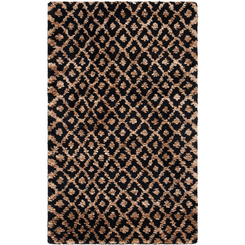 Handmade Bohemian Black Wool 4' x 6' Tufted Rectangular Rug