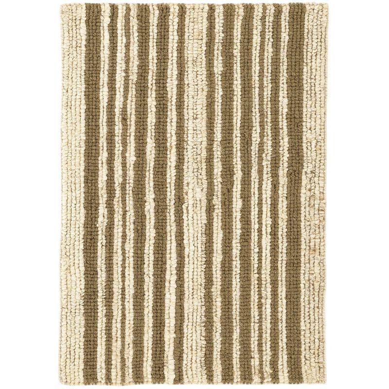 Marie Flanigan Handwoven Kelp Green Stripe Wool Rug 2' x 3'