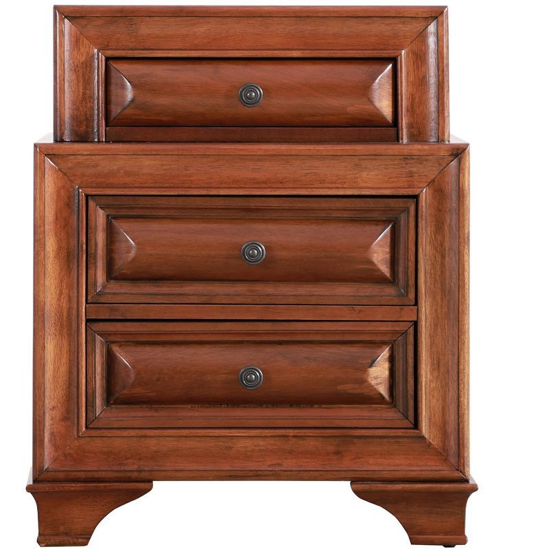 LaVita 3-Drawer Solid Oak Nightstand with Bronze Hardware