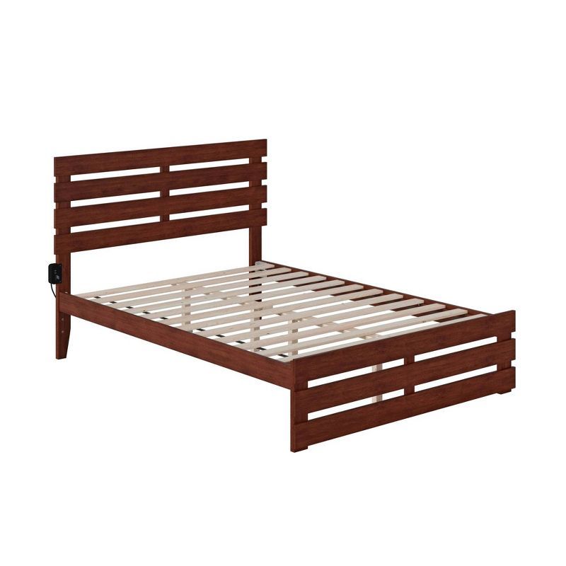 Walnut Full Wood Bed Frame with Headboard and Slats