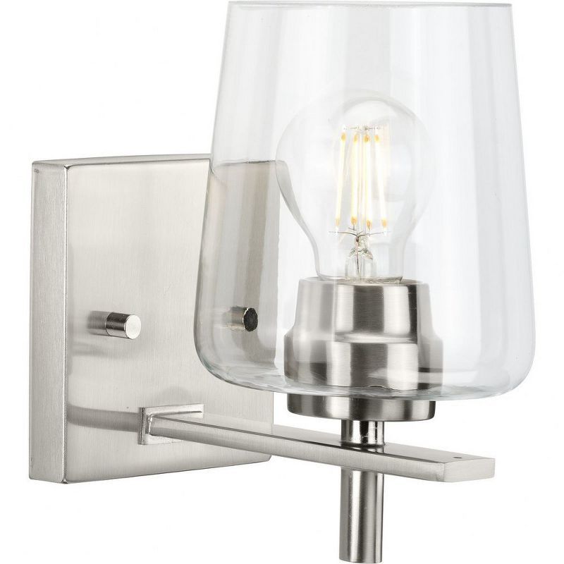 Brushed Nickel Cylinder Wall Sconce with Clear Glass Shade