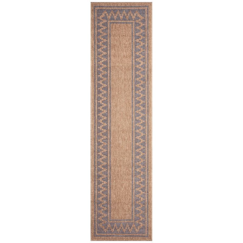 Navy and Beige Diamond Border Indoor/Outdoor Rug