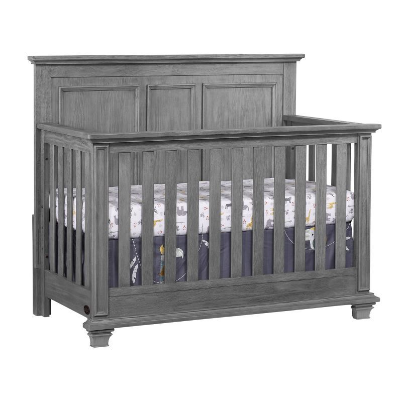 Graphite Gray 4-in-1 Convertible Wooden Crib with Detailed Molding