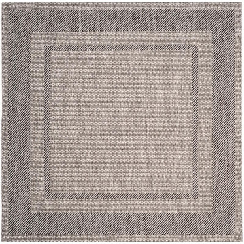 Beige and Black Square Synthetic Indoor/Outdoor Area Rug