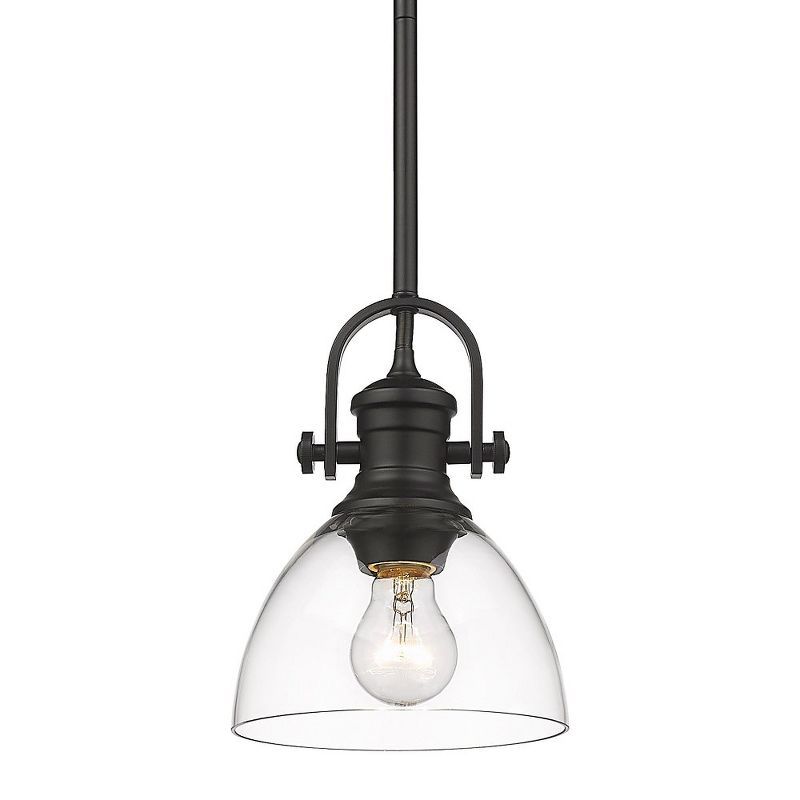 Hines Matte Black 6.88" Mini Pendant with Clear Glass