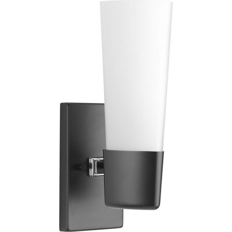 Zura Black Zinc 1-Light Bath & Vanity Fixture with Opal Glass Shade