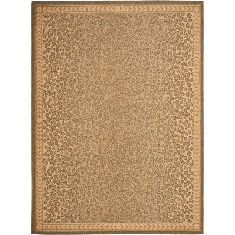 Natural Gold Leopard Print Low Pile Outdoor Area Rug