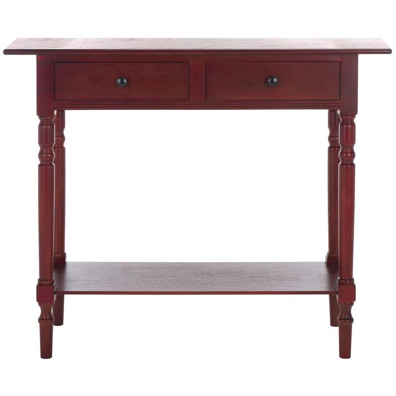 Transitional Dark Cherry Wood Console Table with Storage