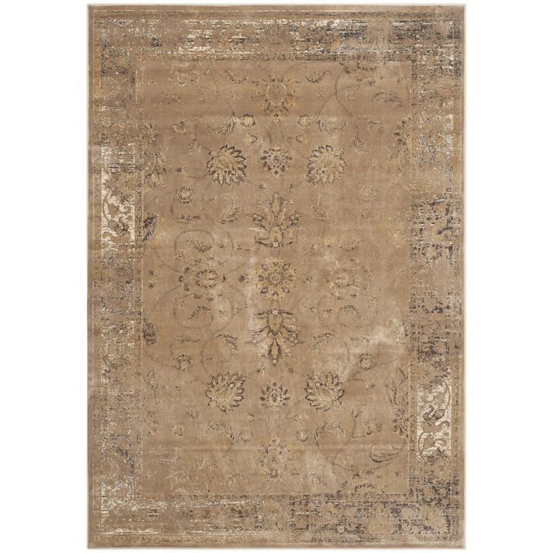 Taupe Rectangular Wool and Viscose Area Rug