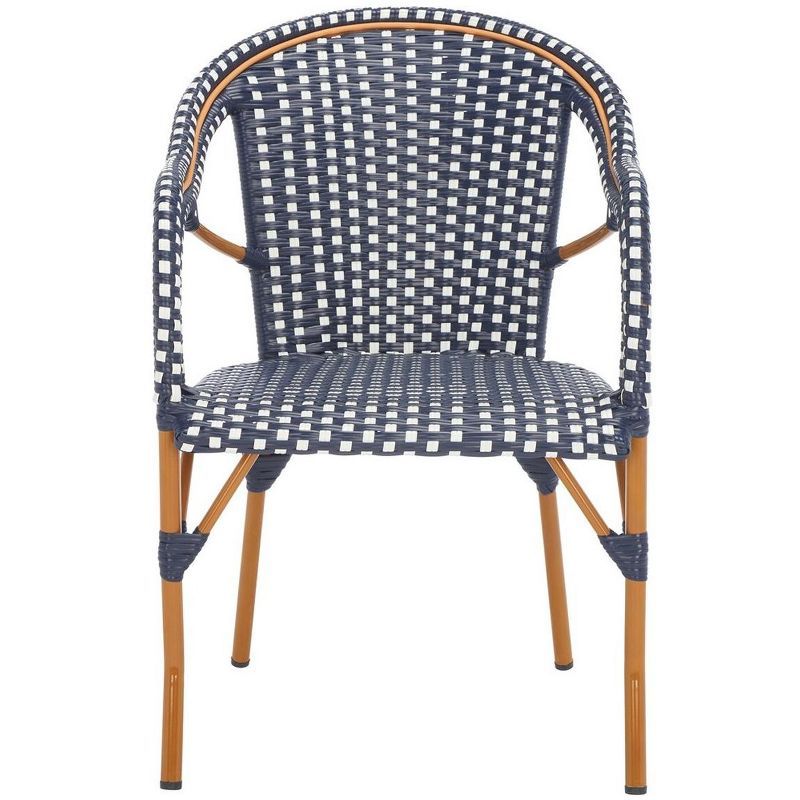 Navy and White Wicker Outdoor Armchair Set of 2