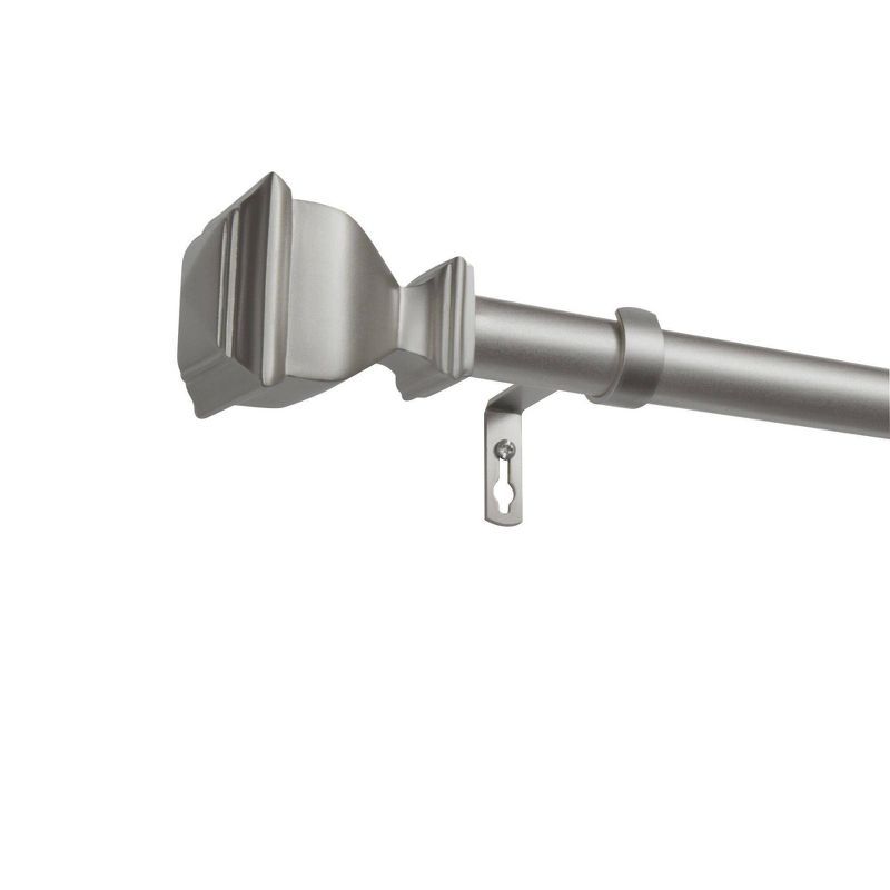 Napoleon Matte Silver Adjustable Indoor/Outdoor Curtain Rod with Square Finials