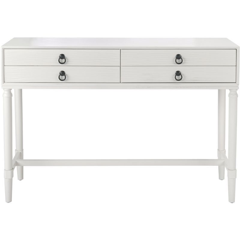 White Wood and Metal Hallway Table with Storage