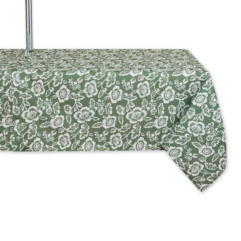 Artichoke Green Floral Print Fabric Outdoor Tablecloth with Zipper