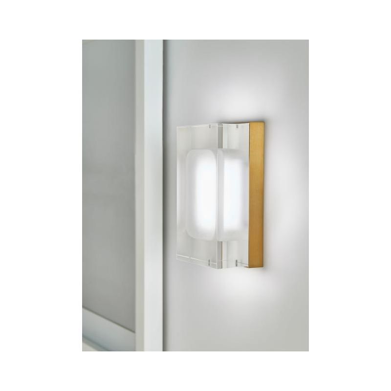 Aged Brass Dimmable LED Wall Sconce with Acrylic Shade