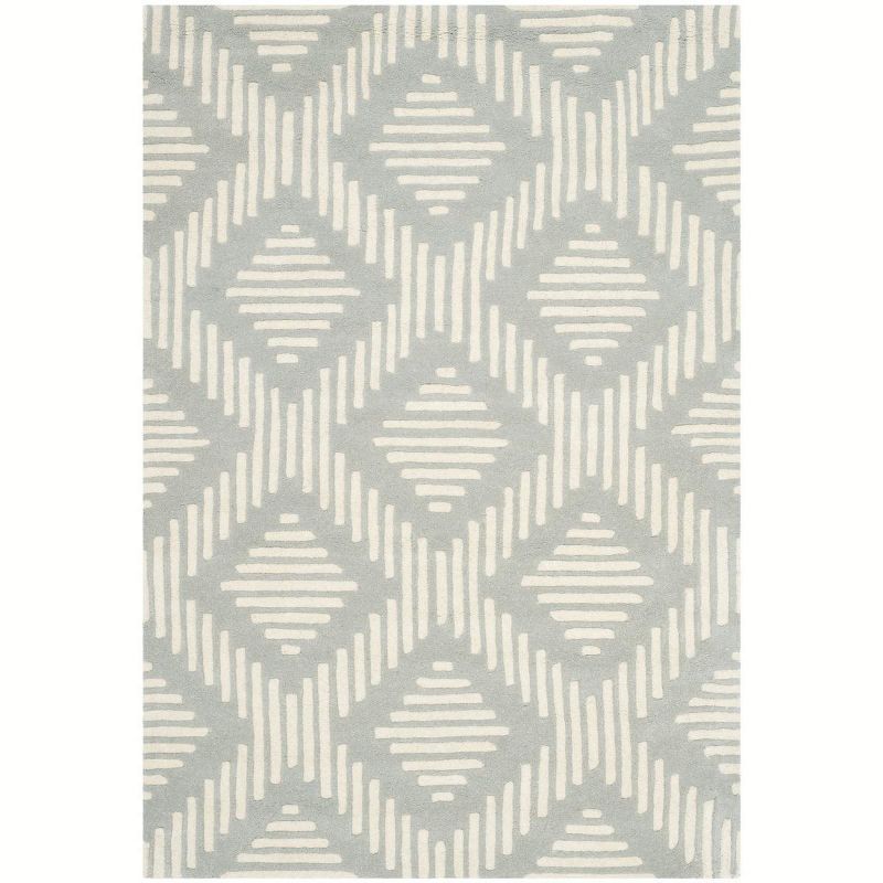 Ivory and Grey Hand-Tufted Wool Rectangular Area Rug