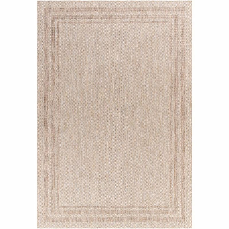 Ivory Rectangular Stain-Resistant Synthetic Area Rug 6'7" x 9'