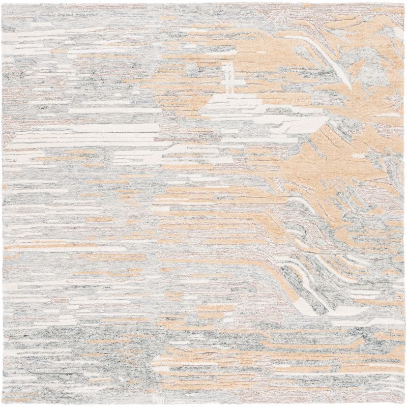 Classic Country Floral 6' Square Hand-Tufted Wool Area Rug