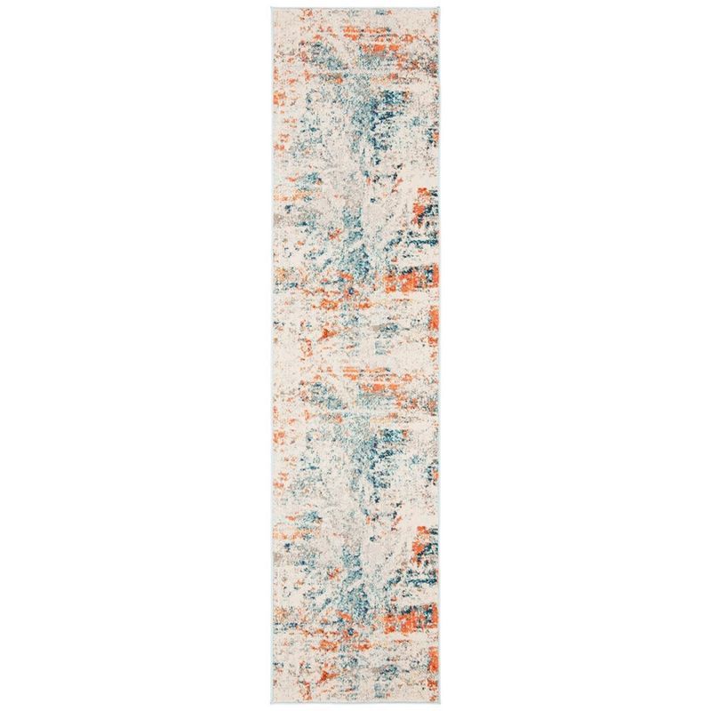 Chic Metro-Mod Orange Cream 2' x 8' Synthetic Runner Rug