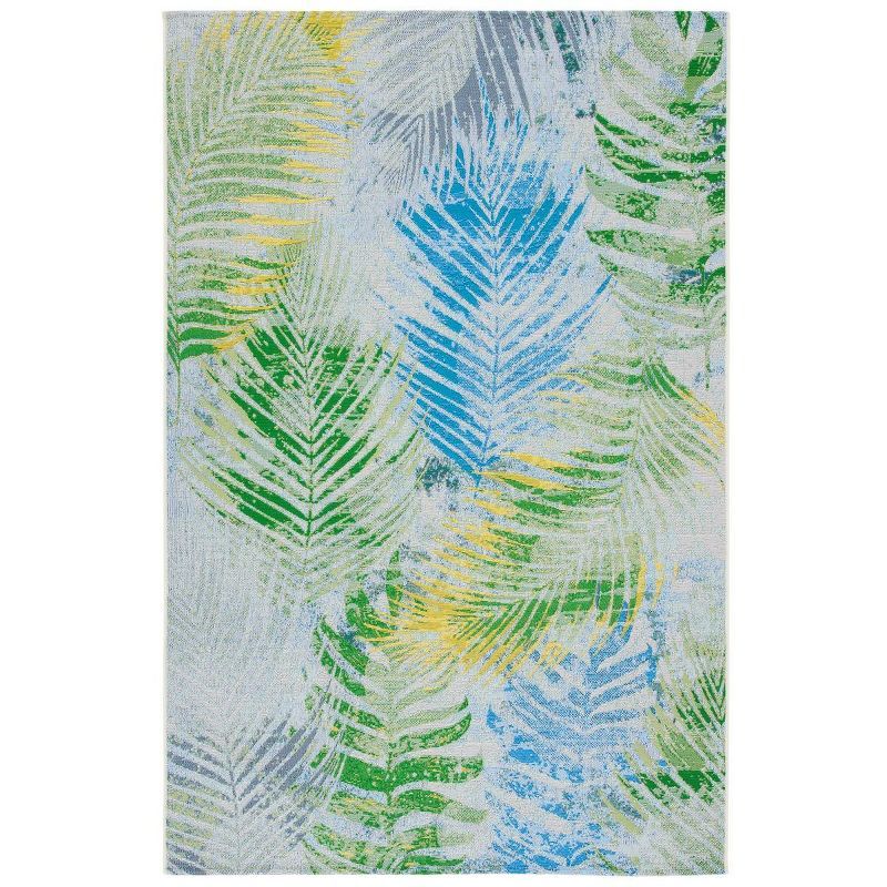 Summer Green and Gray Botanical Indoor/Outdoor Rug 4' x 6'