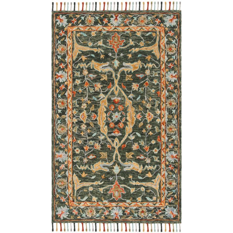 Olive Rust 4' x 6' Handmade Tufted Wool-Cotton Blend Rug