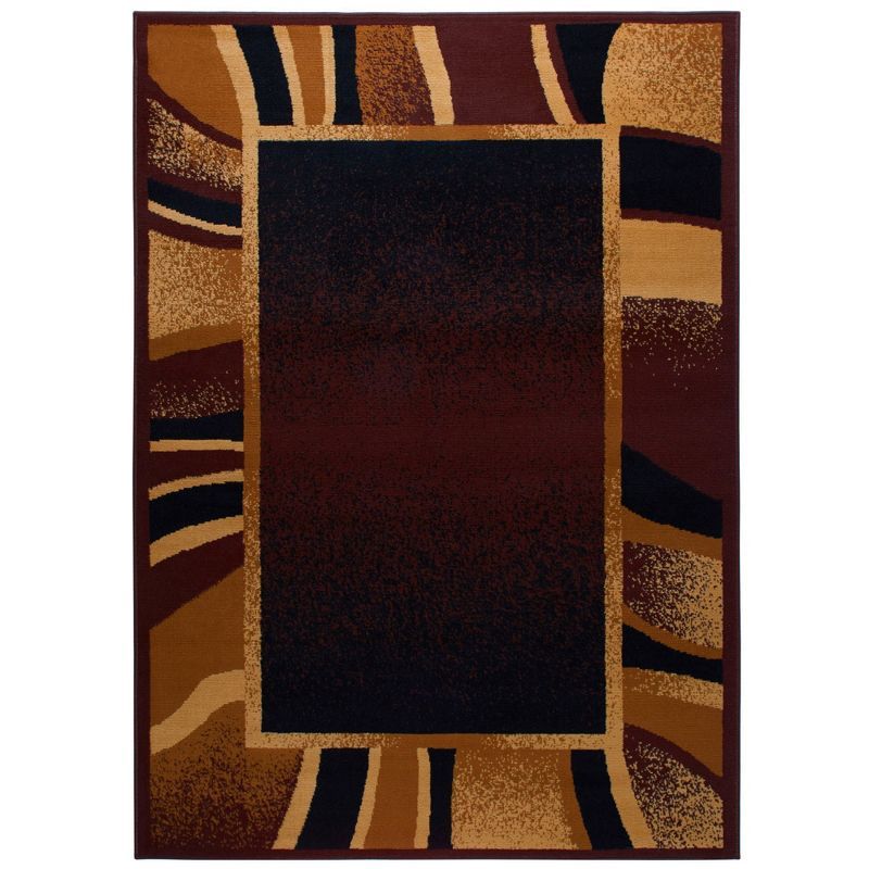 Rizzy Brown and Beige Abstract Border Area Rug 3'7" x 5'2"