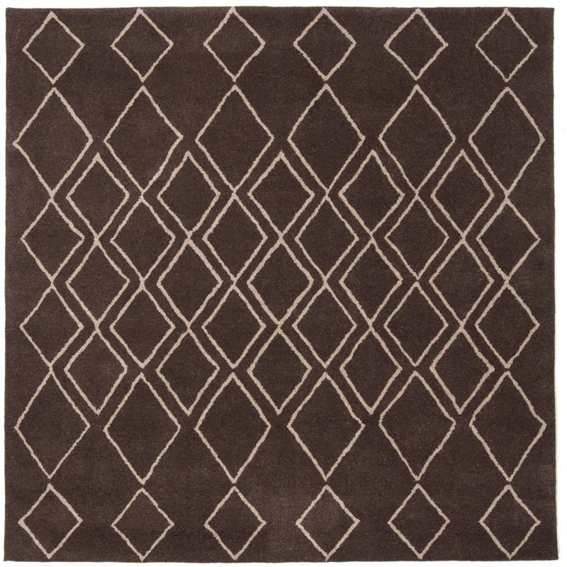 Ivory and Dark Grey Hand-Tufted Wool Square Area Rug