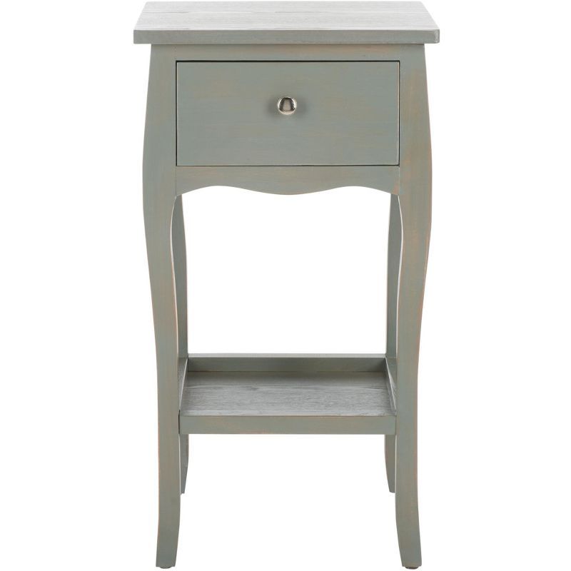 Gray Elm Wood Rectangular End Table with Storage Drawer