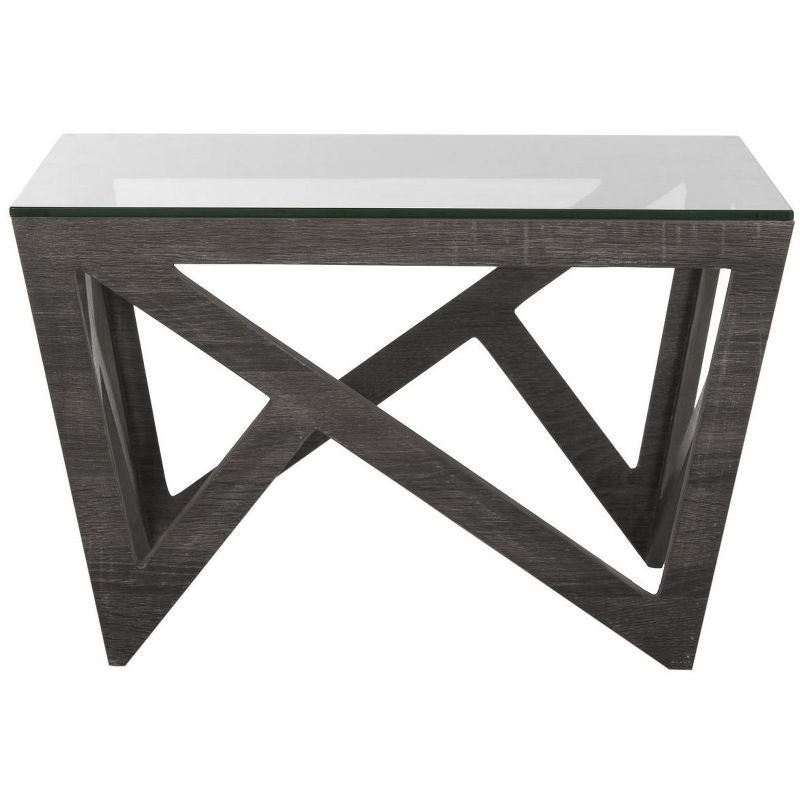 Transitional Gray-Brown 24" Square Wood & Glass Coffee Table