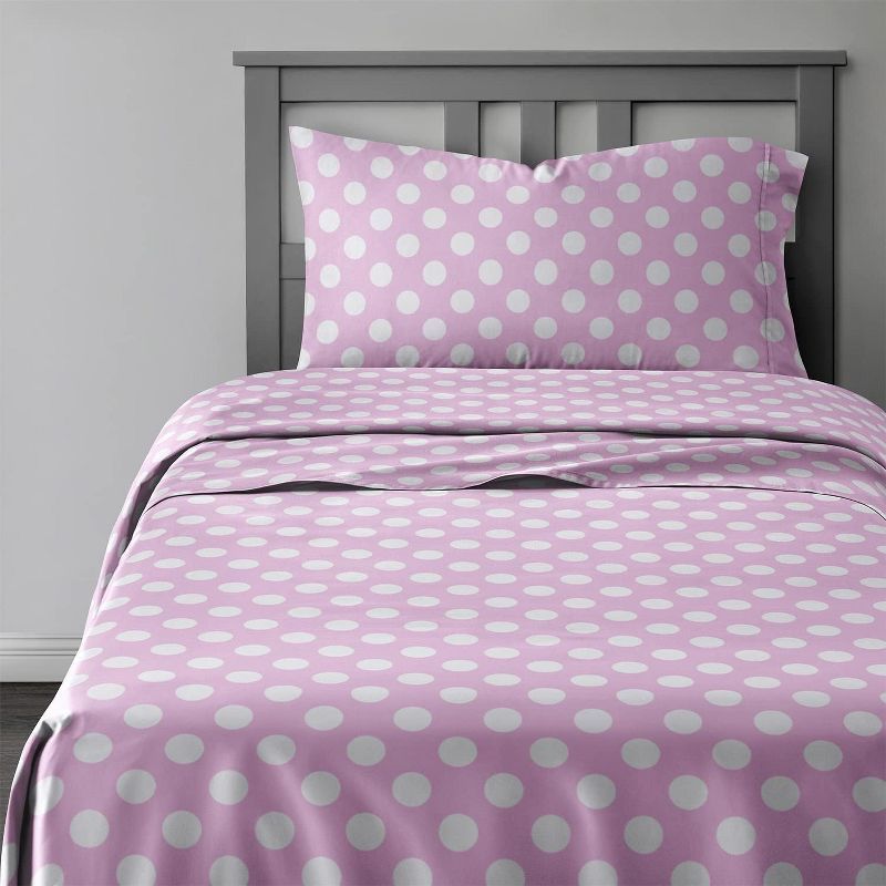 Full Purple Polka Dot Microfiber Kids Bedding Set