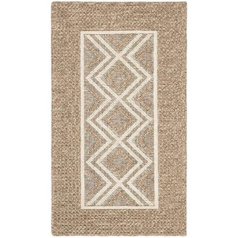 Beige and Ivory Hand-Woven Wool Area Rug, 3' x 5'