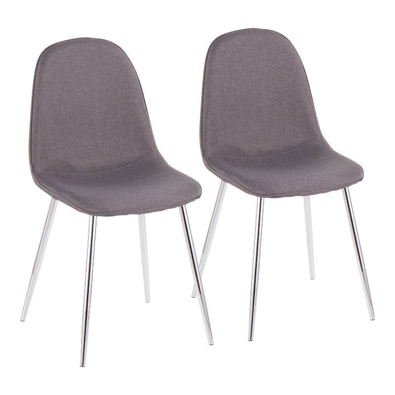 Set of 2 Charcoal Gray Velvet Upholstered Side Chairs with Metal Legs