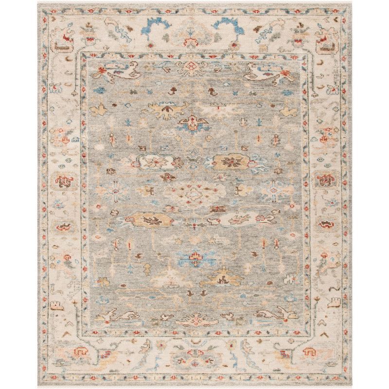 Gray and Ivory Hand-Knotted Wool Area Rug 6' x 9'