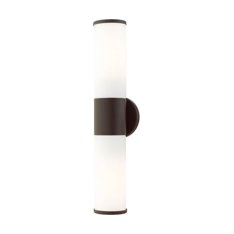 Bronze Opal Glass 2-Light Outdoor Vanity Sconce