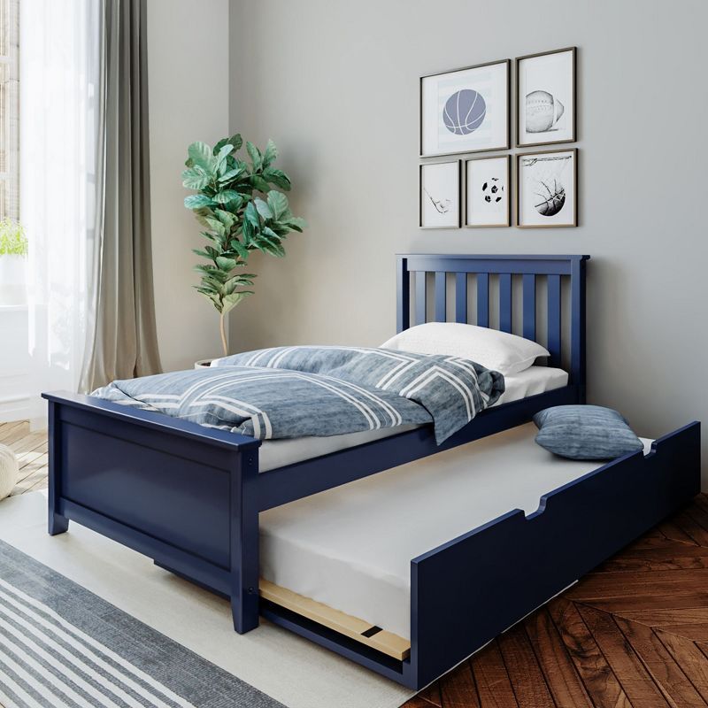 Max & Lily Blue Twin-Size Wood Bed with Trundle