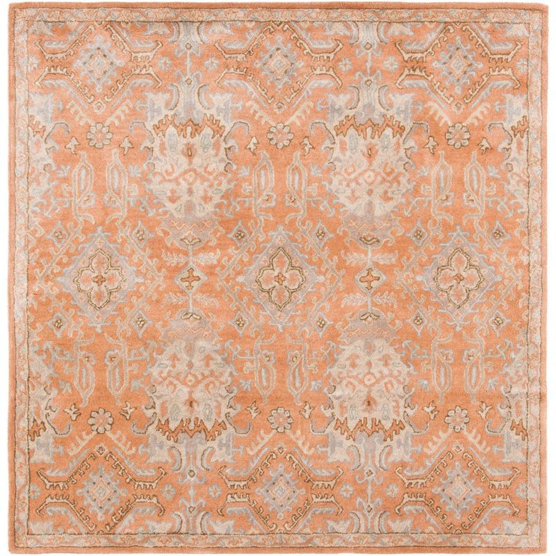 Terracotta Wool Hand-Tufted Square Area Rug, 7' x 7'