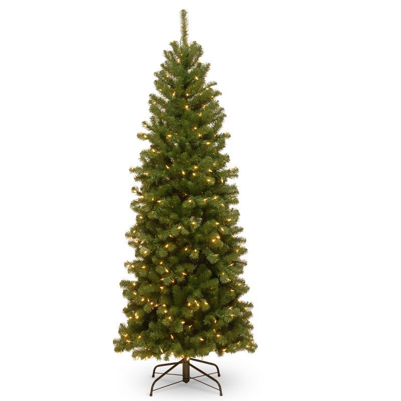 6-Foot Green PVC Slim Spruce Christmas Tree with Clear Lights