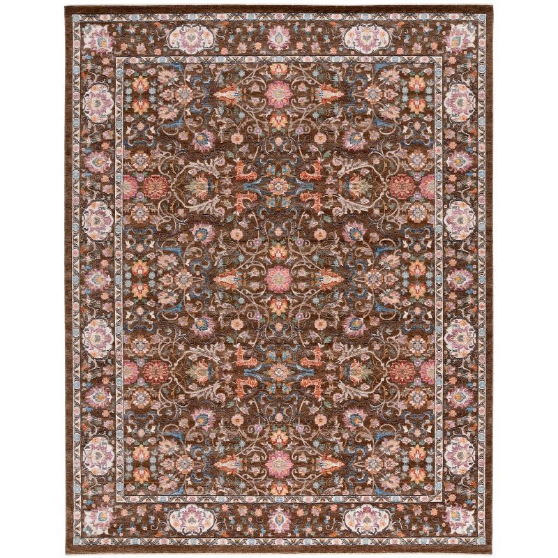 Crimson Distressed Brown and Blue 9' x 12' Area Rug