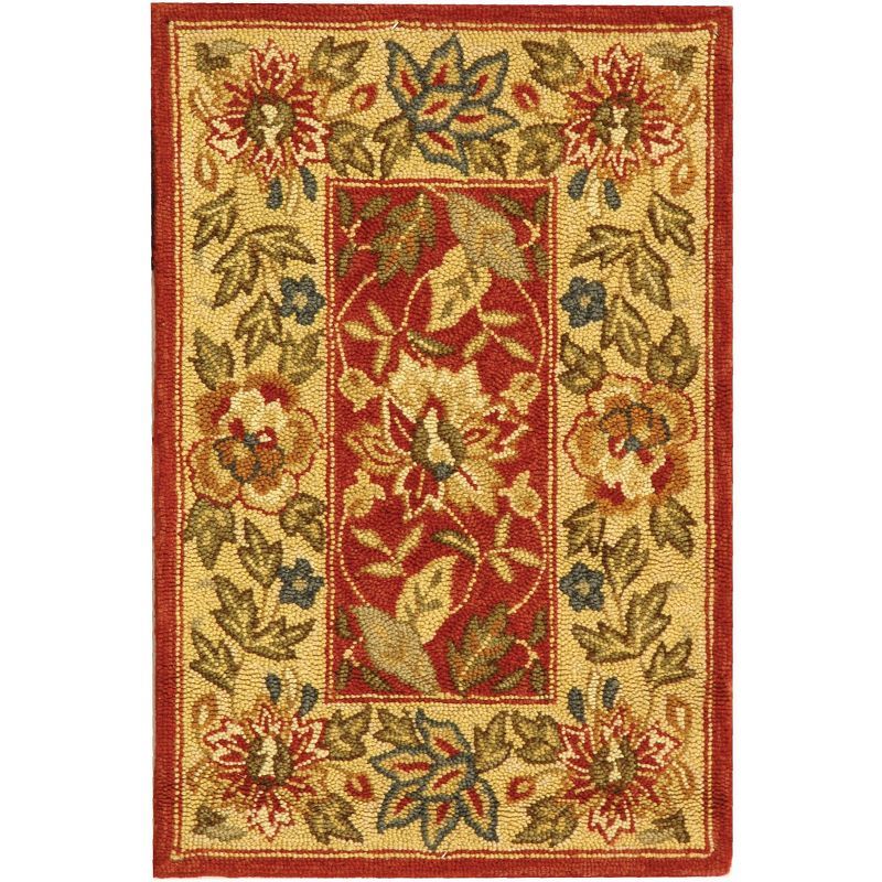 Handmade Multicolor Wool Accent Rug with Floral Design