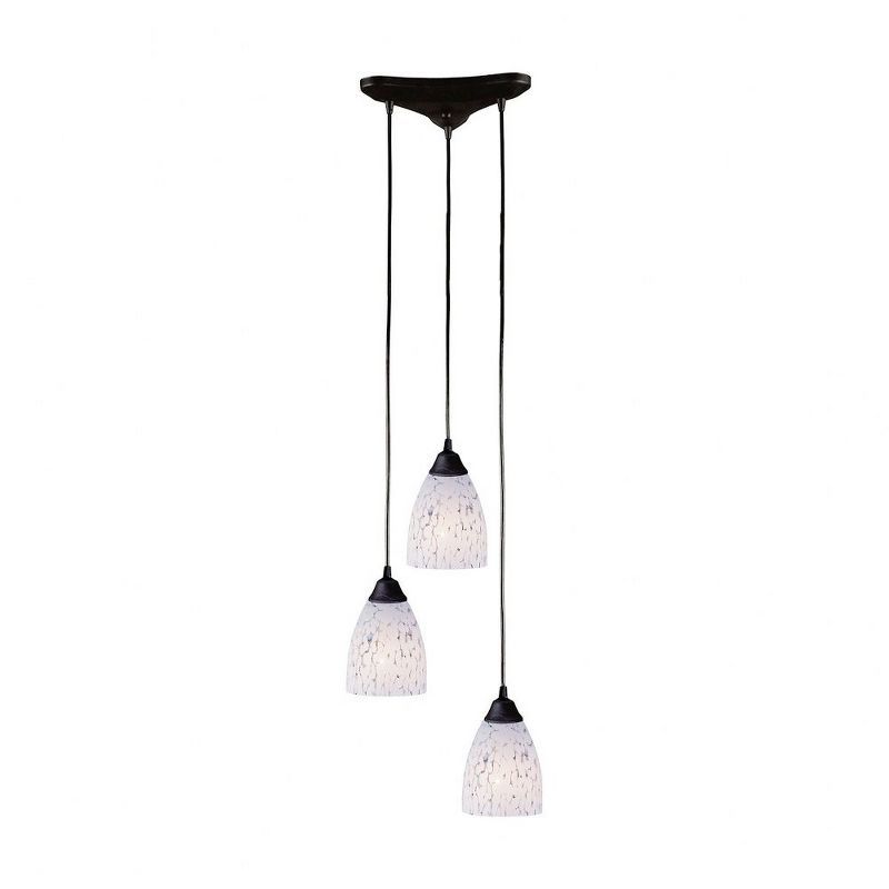 Espresso Dark Rust 3-Light Pendant with Snow White Glass Shades