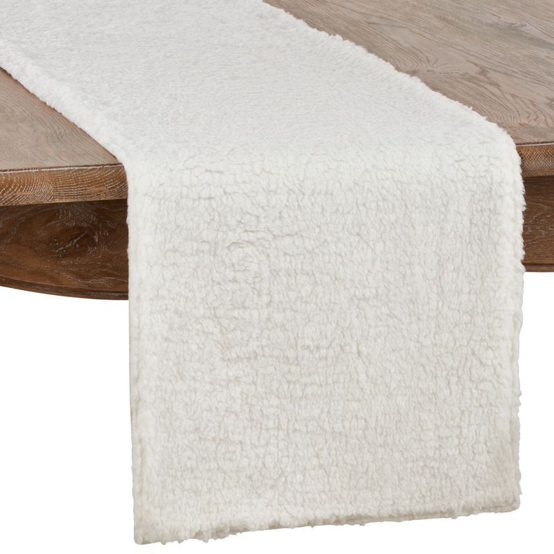 White Polyester Sherpa Design Table Runner, 12" x 15"