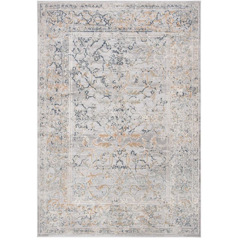 Hand-Knotted Gray Wool and Synthetic Floral Area Rug