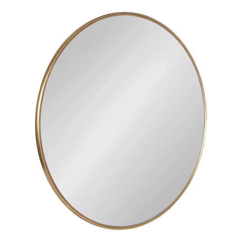 Caskill 40" Round Gold Wood Wall Mirror