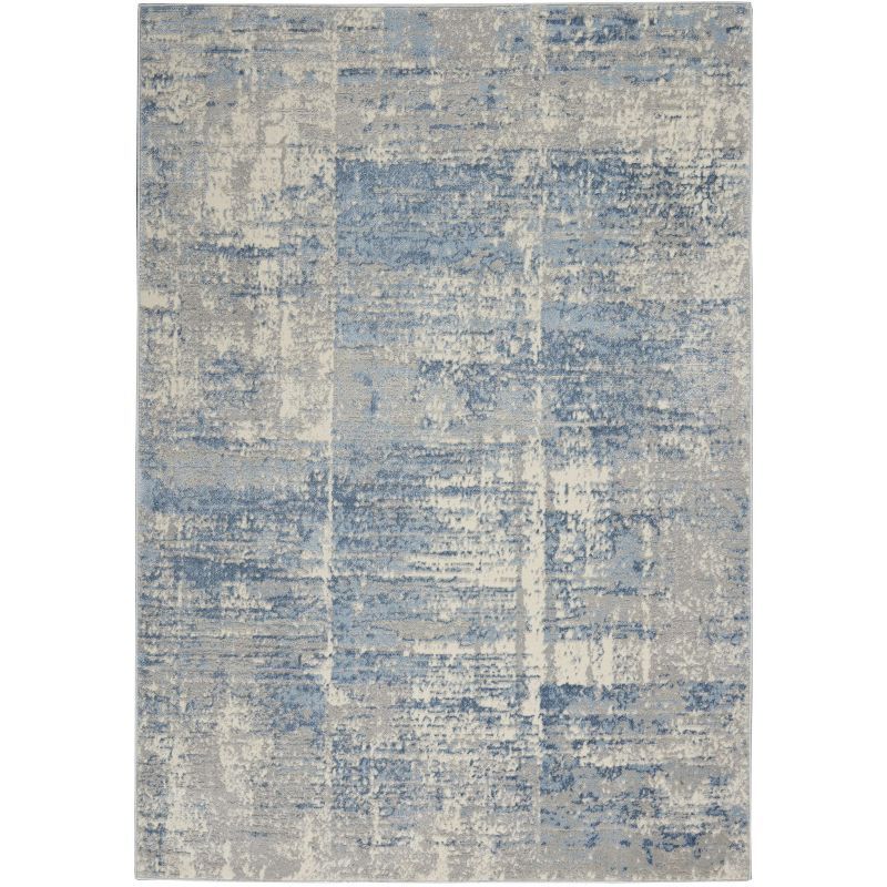 Blue Abstract Hand-knotted Synthetic 5' x 7' Area Rug