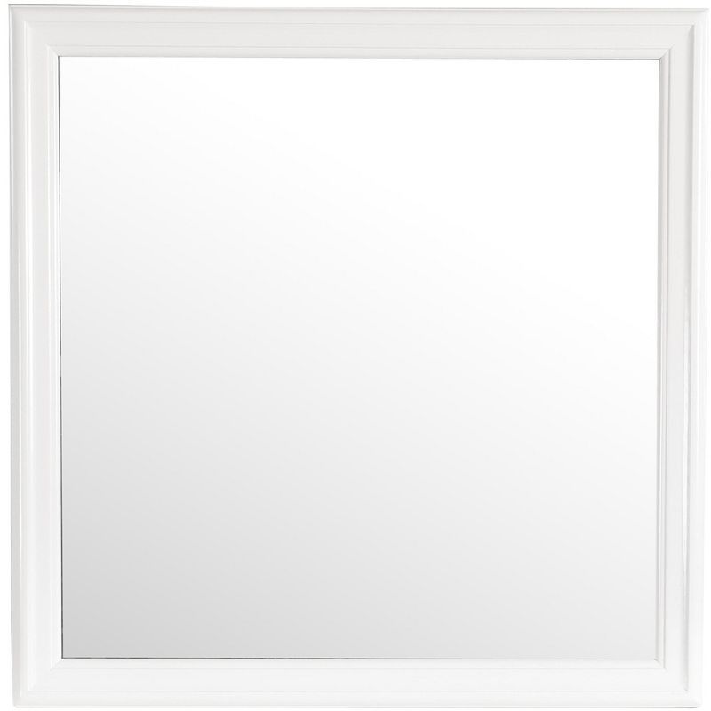 Classic White Square Wood Framed Dresser Mirror