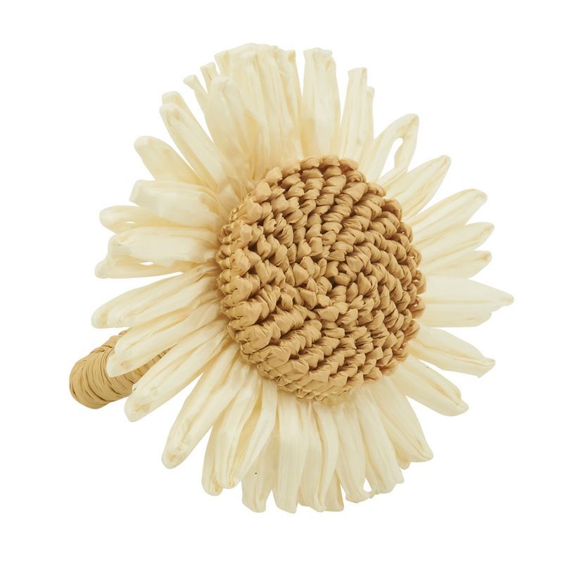 Ivory and Beige Woven Flower Napkin Rings Set of 4