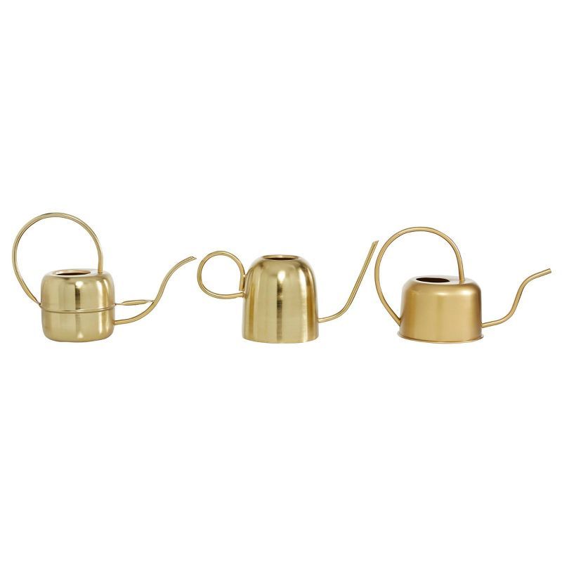 Elegant Gold Metal Indoor/Outdoor Watering Can Planter Trio