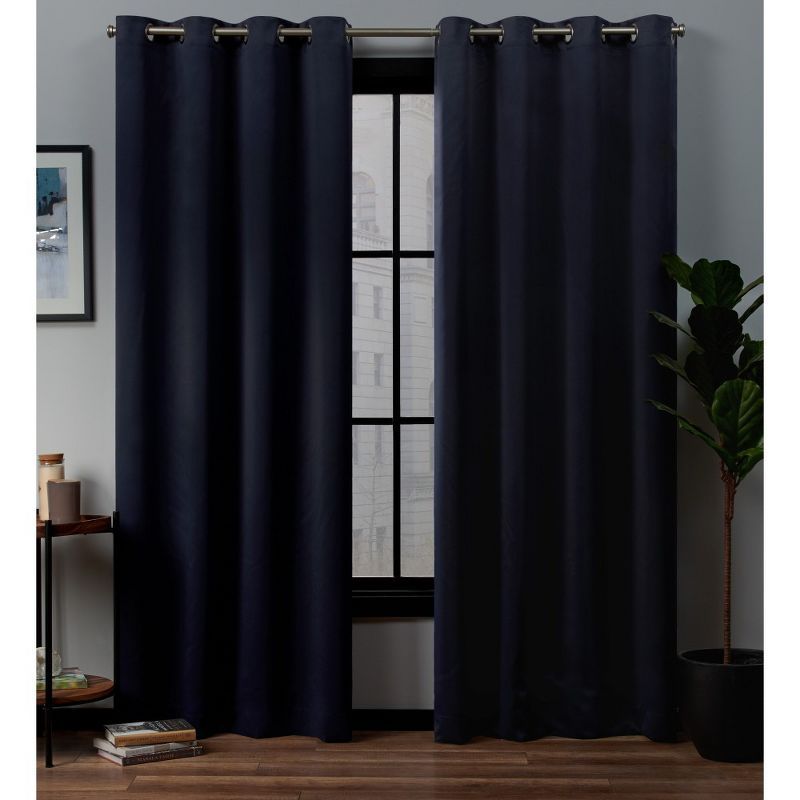 Navy Total Blackout Grommet Top Curtain Panels, 52" x 63" Set of 2