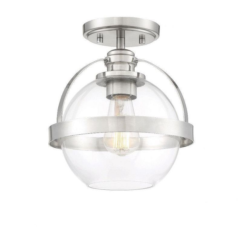 Modern Globe Satin Nickel Ceiling Light with Clear Glass